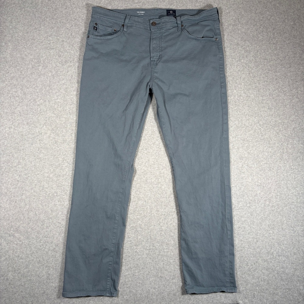 AG Adriano Goldschmied The Everett Pants Mens 38x32 Blue Slim Straight Chinos
